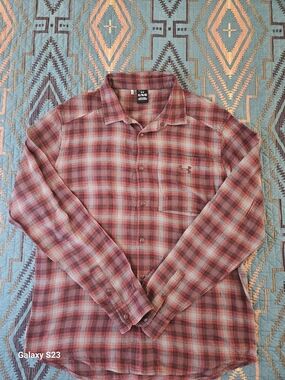 Under Armour Men's Red and Gray Plaid Long-Sleeve Button-Down Shirt